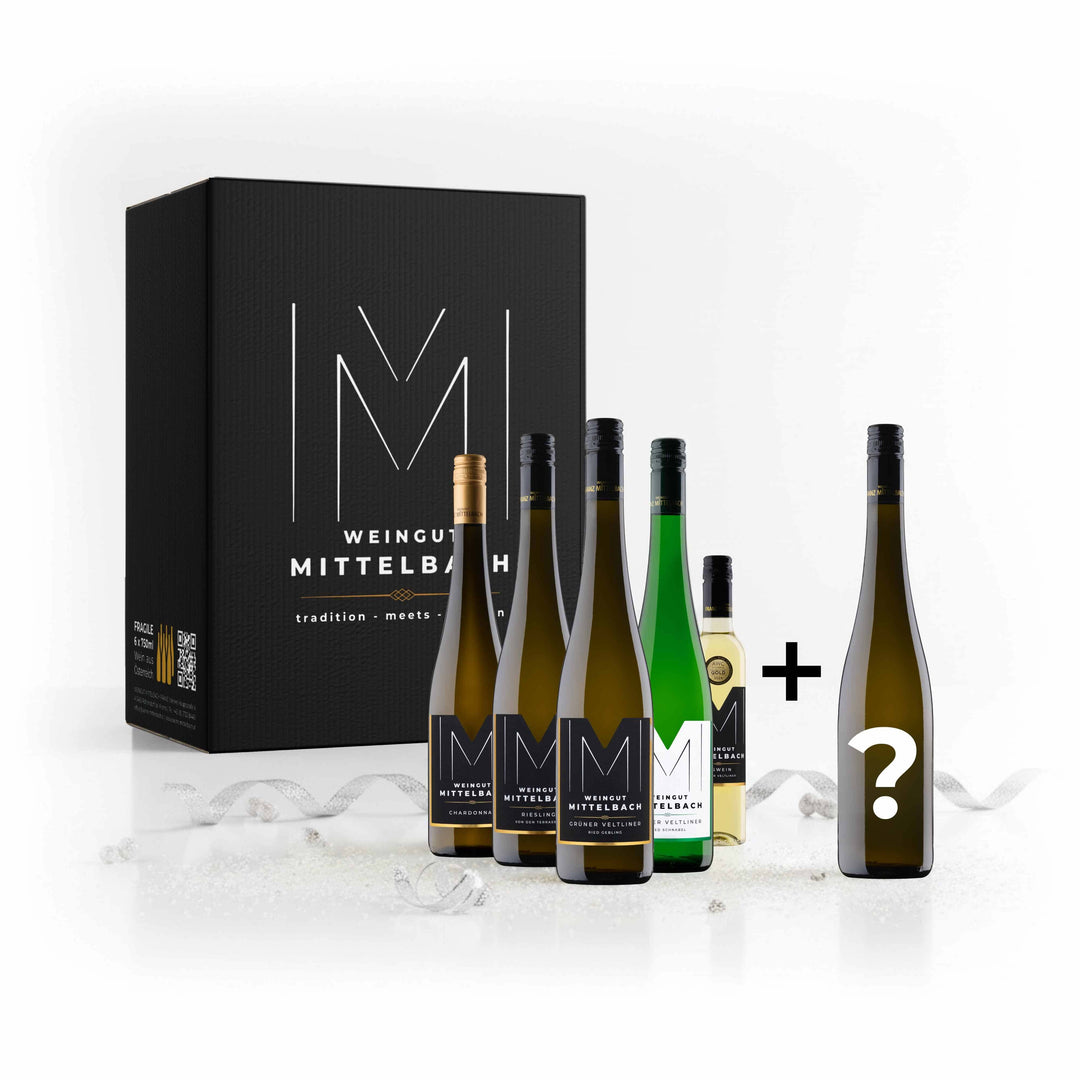 Weihnachtsgenuss 5+1 Weinpaket von Weingut Mittelbach mit fünf Weinen und einer Überraschung